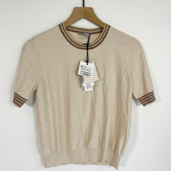 Marella Metallic Trim Cerchio Crop Sweater M NEW - Picture 1 of 11